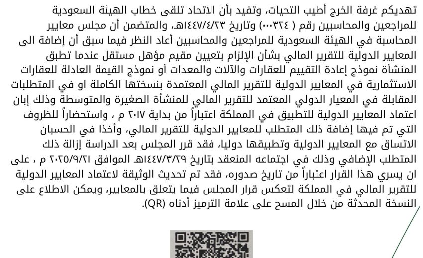 إزالة المتطلب الإضافي المتعلق بتعيين مقييم مؤهل مستقل للعقارات الاستثمارية والعقارات